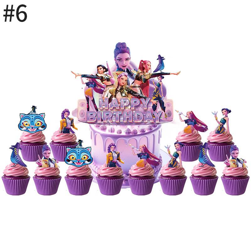 Demonœ Hunters Birthday Party Decor Tableware Banner Kids Birthday Balloon Cake Topper Decor  Kpop Anime Party Supplie Set