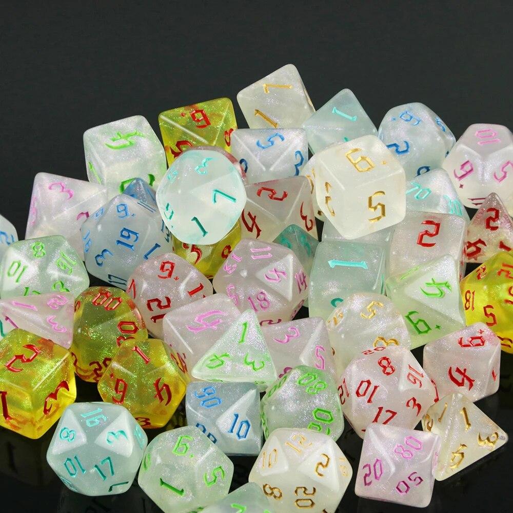 DND Cubes Dice RPG Dice Amazing Colours Mixing Fantasy Starlight Effect Unique Retro Font Styles For Roll Playing Card Games