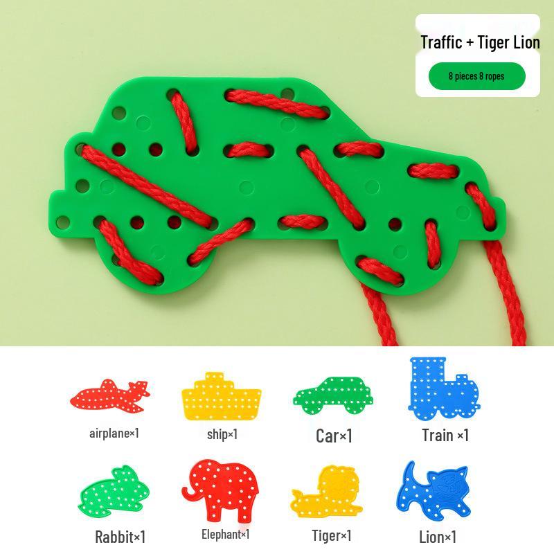 Tierische Schnürperlen für Kinder, Lernspielzeug zur Förderung der Feinmotorik