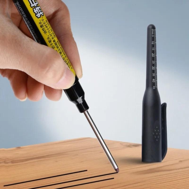 2Pcs Refillable Deep Hole Marker Pen With 15ml Refill Inks 45mm Long Tip Marker For Marking On Wood Ceramic Tile Metal