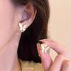 White Butterfly Drip Oil Ear Clips: Elegant, High-End, Exquisite, Non-Pierced, Light Luxury Earrings for Women