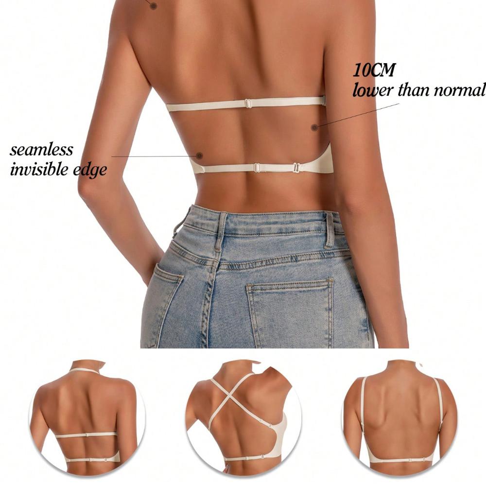 Women's Seamless Large Backless Bra U-shaped Beautiful Back Underwear Small Chest Push-up Bra with Chest Pads