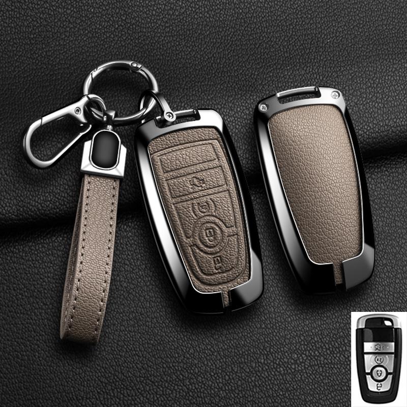 Zinc Alloy Leather For Lincoln Corsair Nautilus Aviator Navigator Continental Car Key Case Shell Keychain Keyring Car Key Cover