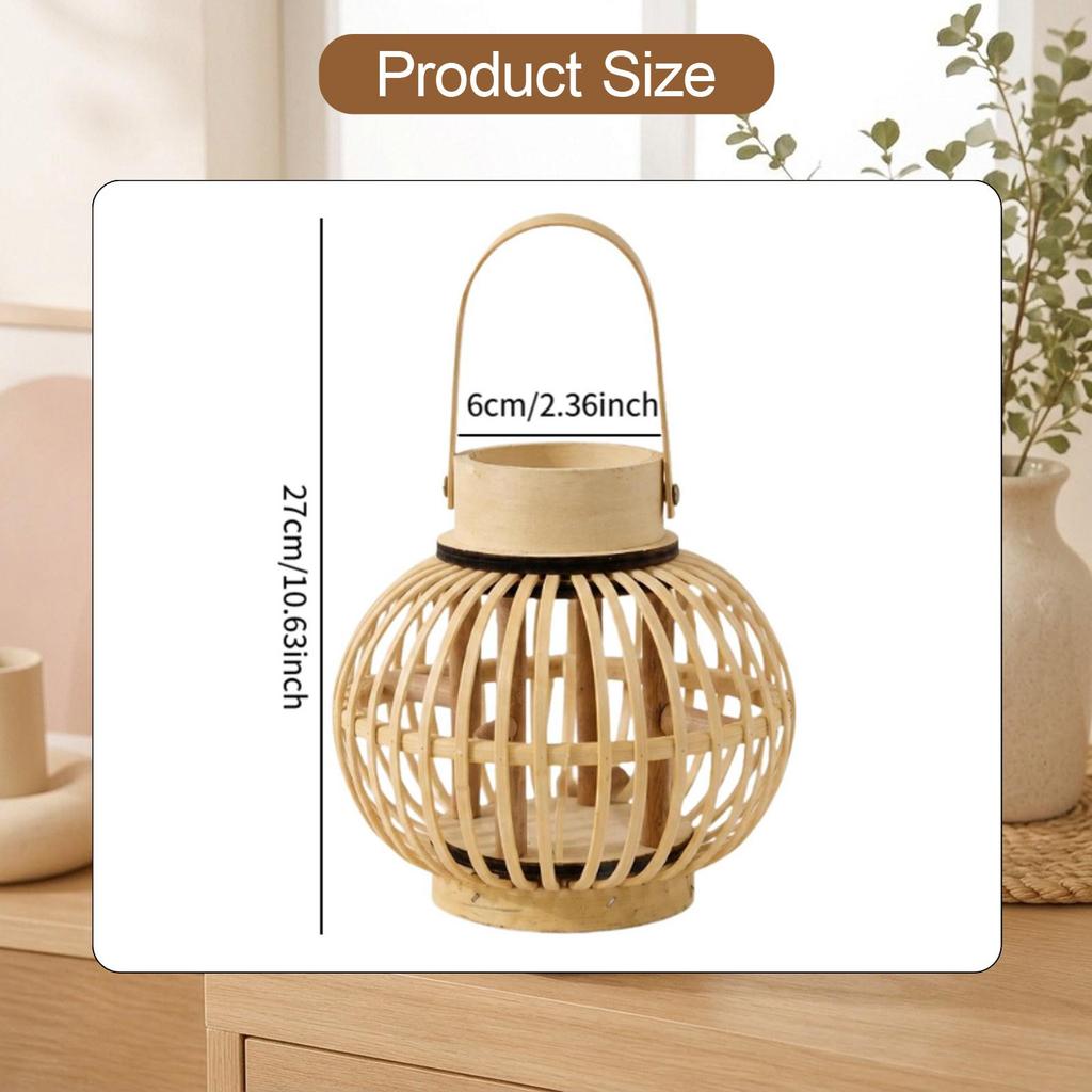 Stylish Woven Bamboo Candle Holder Lantern Rustic Decor for Living Room Table Mantel Farmhouse Home Decorations