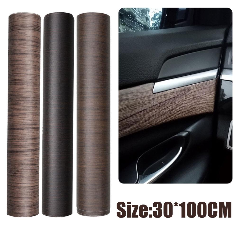 1Pc 30CM*100CM New PVC Self-adhesive Sticker Wood Grain Textured Vinyl Wrap Decal DIY Car Styling Film Car Interior Accessories