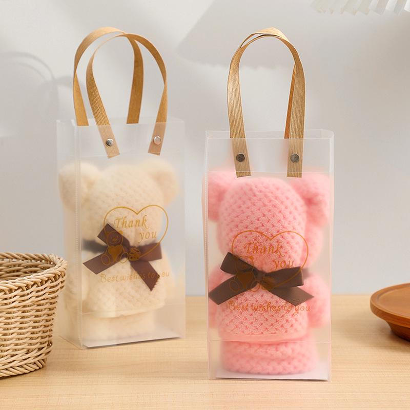 Coral Fleece Bear Towel Gift Box for Weddings and Promotions