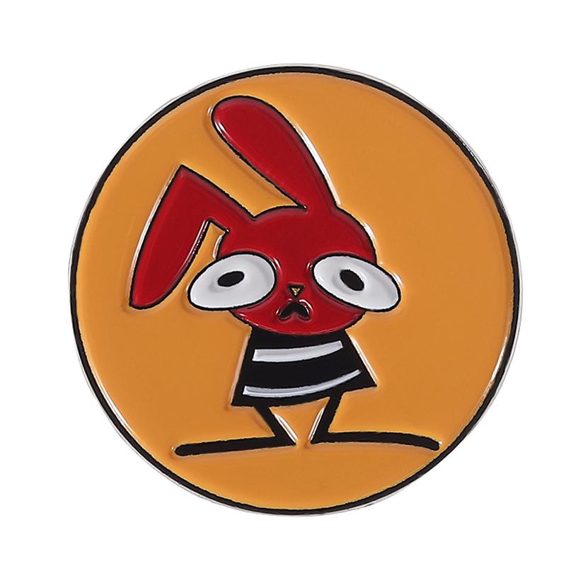 Humor Comedy Anime Movies Character Enamel Pins Cartoon Red Eared Rabbit Brooch Backpack Lapel Badge Jewelry Gifts for Friend