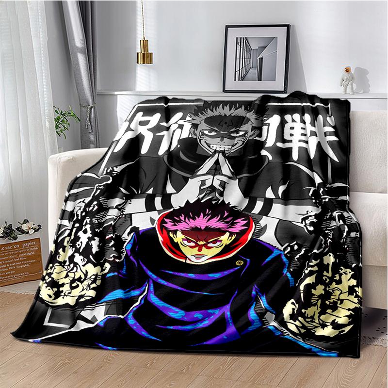 J-Jujutsu Kaisen Cartone Animato Anime Plaid Coperta Bambini Super Morbida per Divano Viaggio Divano Picnic Coperta in Flanella Regalo di Compleanno