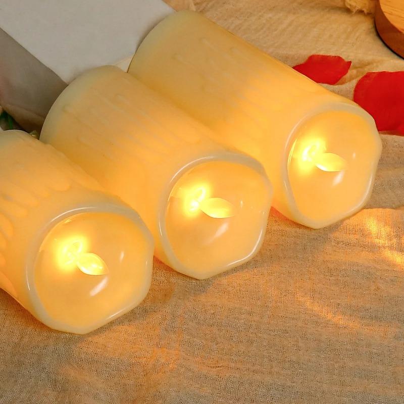 Electronic Candle Lights Simulation Of Plastic Candles Wedding PartyBirthdayDecorations Family OrnamentsDecorations 3-piece Set