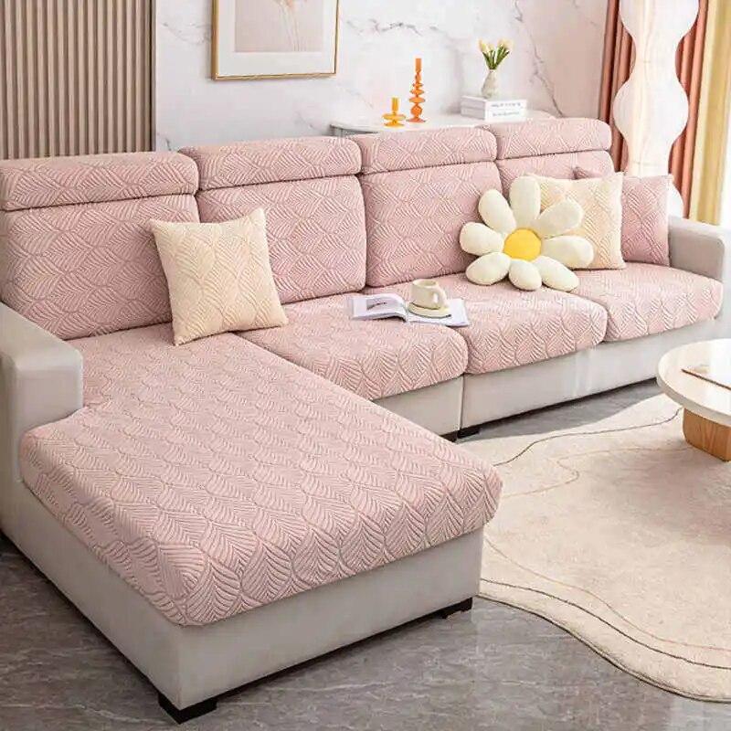 Winter Jacquard Fleece Sofa Cushion Covers Non Slip Elastic Couch Cover Universal Protective Slipcovers