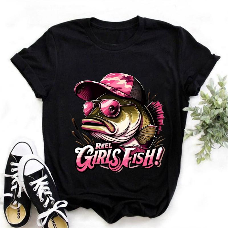 

Женская футболка Reel с принтом рыбы, уличная одежда, одежда Харадзюку, модная женская футболка с коротким рукавом, летняя футболка, повседневный женский топ с круглым вырезом 4XL