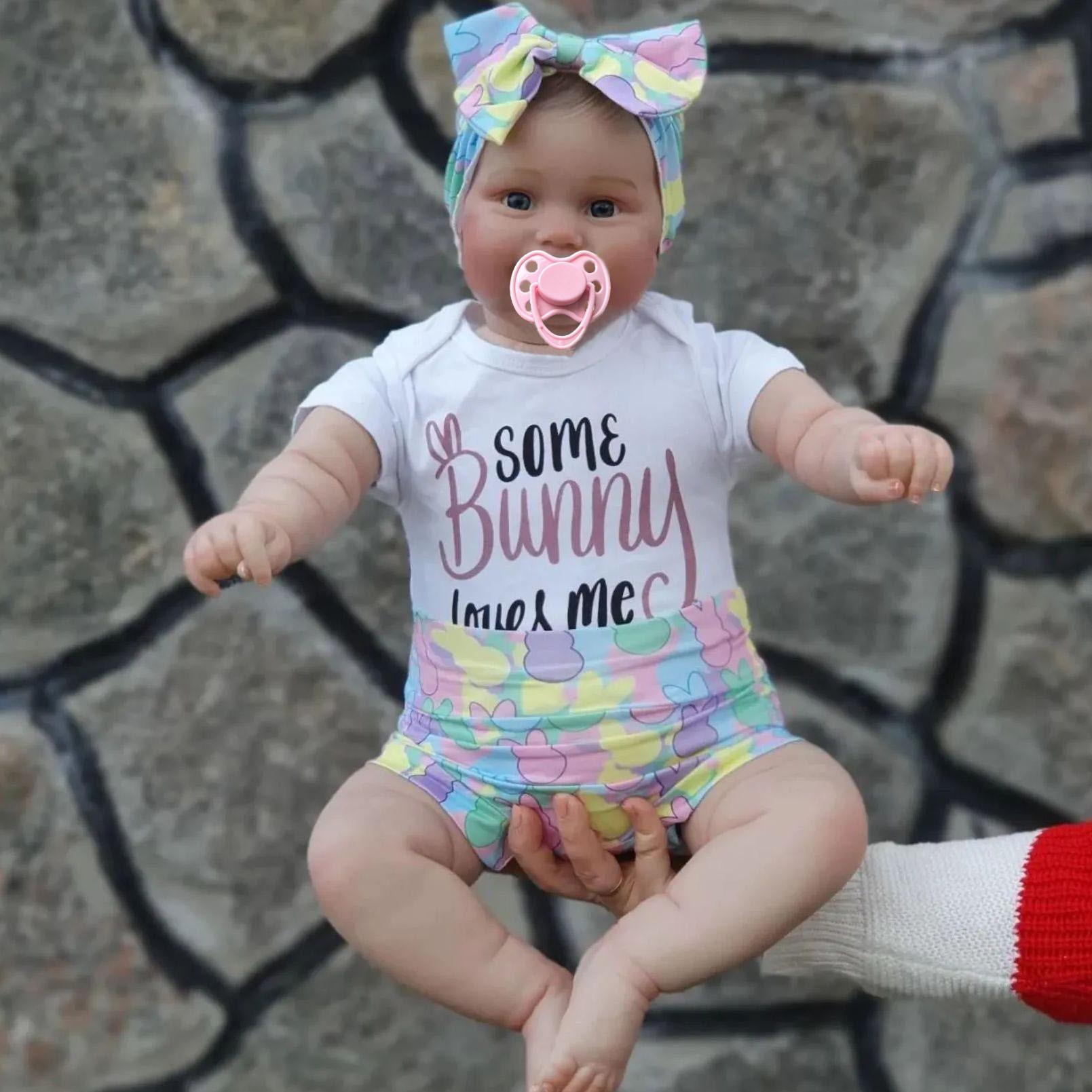 

BZDOLL 24inch 60 CM 3D-Paint Skin Vinyl Reborn Girl Maddie Baby Smile Doll Toy with Blood Vessels Lifelike Hand Made Toddler Birthday Gift cloth body doll