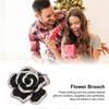 Brooch Pin Camellia Shape Elegant Exquisite Rhinestone Embellished Brooch for Women Clothes Silk Scarf Decoration GiftBlack 