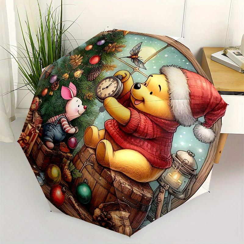 

Winnie the Pooh, Christmas Automatic Opening and Closing Umbrella, Compact Travel Umbrella, Lightweight and Portable, Suitable for Beach Com