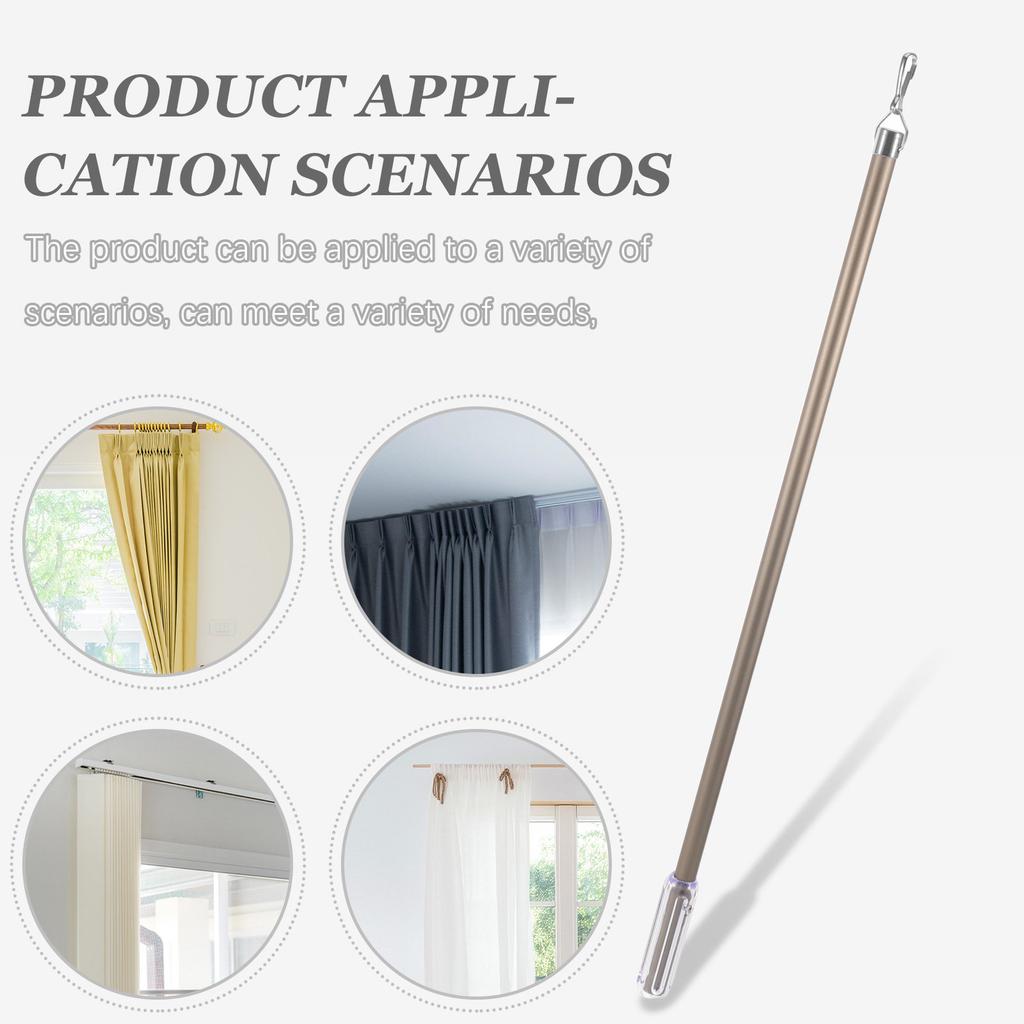 Curtain Pull Wand 50Cm Aluminum Alloy Heavy Duty Drapery Rods Pull Quiet Operation Handheld Pole Hook for Home Hotel Blinds