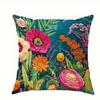 Short Plush Material Pillowcasefloral-Square Pillowcases: Colorful And Vivid Garden-Inspired Decor Sofa Cushion Cover Home Room