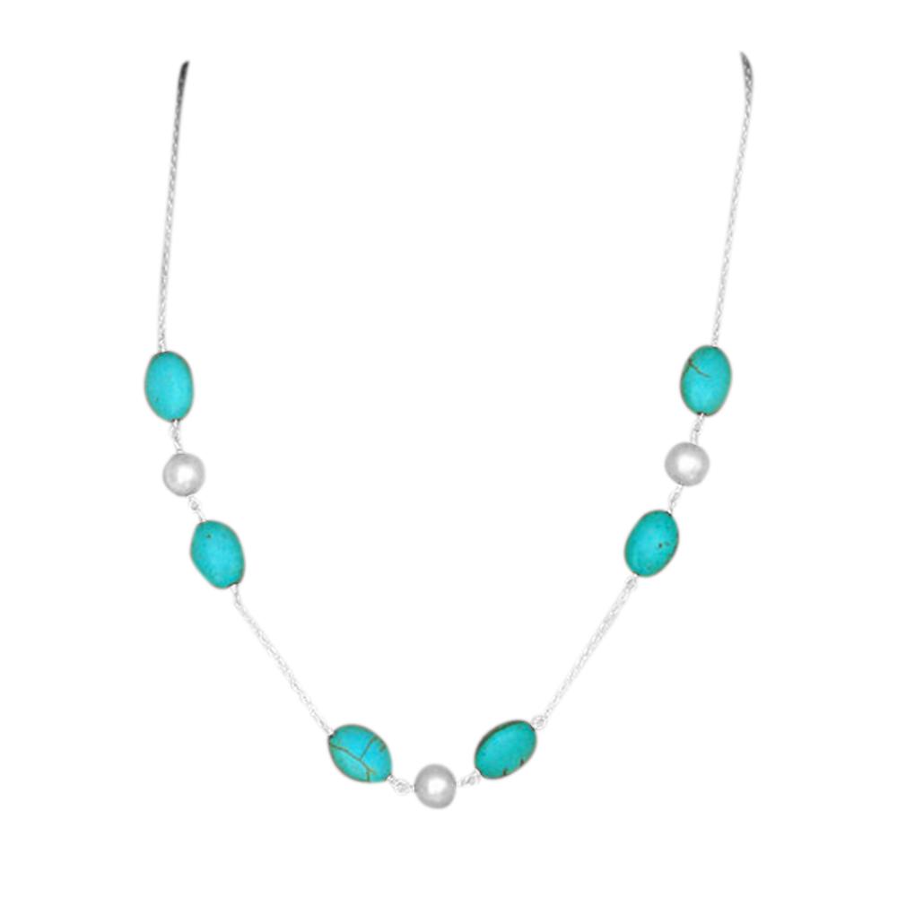 

Fashion Bohemia Turquoise Pendant Women Necklace Girl Vintage Resin Chain Bride Wedding Jewelry