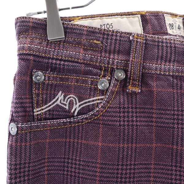 PT05 Glen Check Cropped Pants W28 Pink Button Fly Men's Used