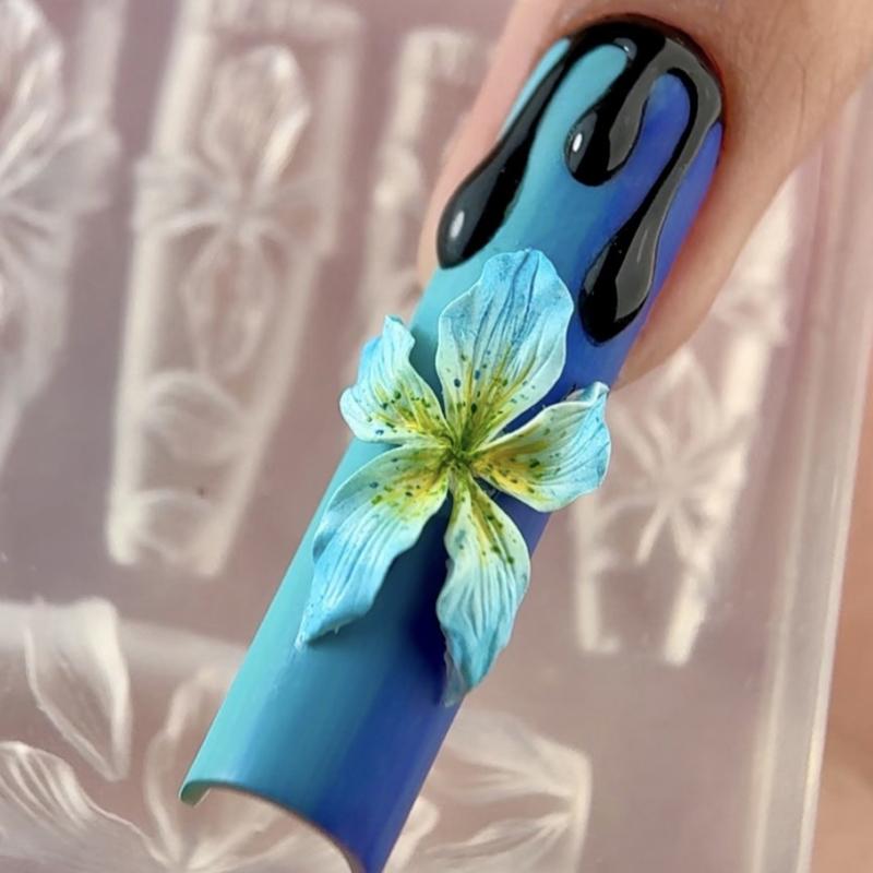 3D Flowers Nail Mold Diy Silicone Nail Tools Hawaii Hibiscus Flower Petal Nail Design Silicone Molds Nail Art Carving Template