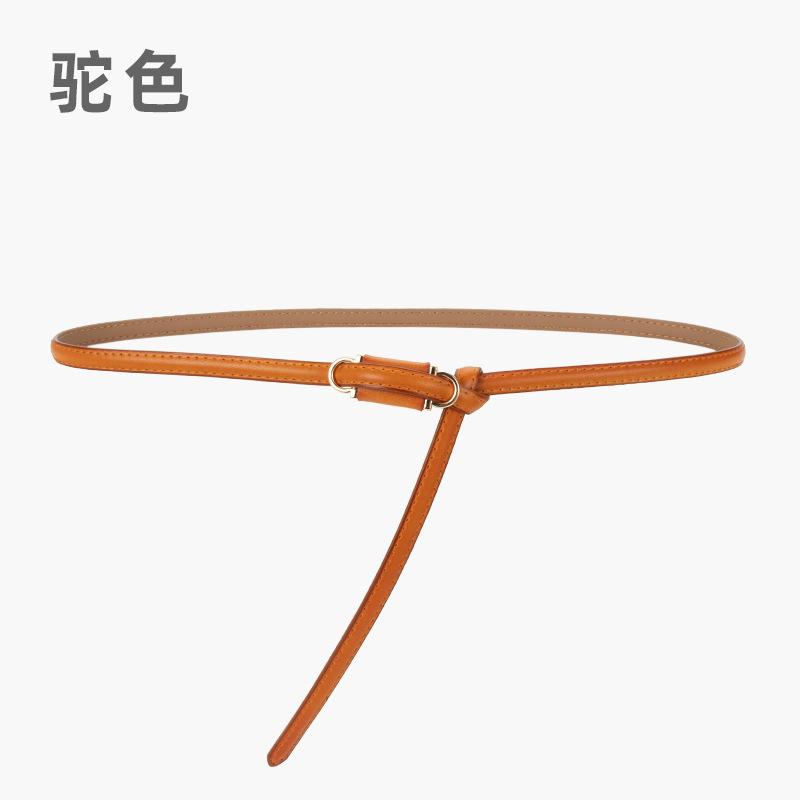Four Seasons Available New Women'S Leather Thin Belt With No Hole Design Decorative Belt Waist Cover Dress Versatile Two Layer Leather Women'S Belt