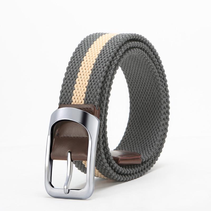 Curele pentru bărbați, multicolore, respirabile, țesute, elastice, din pânză, cu cataramă cu pin - Stil casual