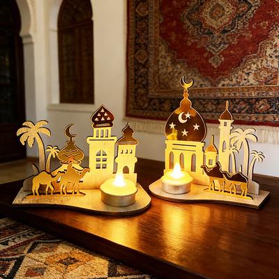 Ramadan Decorations 2026 Star Moon Candlestick Ornament Eid Mubarak Desk Accessories Ramadan Party Decorations Table Candlestick