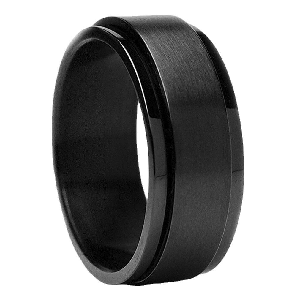 Rotatable Stainless Steel Decompression Ring with Engraved Pattern - Fashionable, Simple Jewelry.