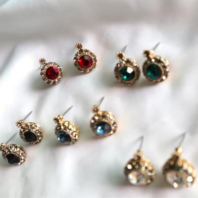 Women's Titanium Needle Crowning Mini Cubic Earrings