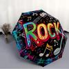 1 PC Automatic Folding Umbrella - Rock Music Pattern, Portable & Foldable Design with 8 Ribs, Christmas Birthday Gifts