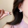 Exquisite Pearl Bow Silver Lace Stud Earrings - Elegant and Versatile