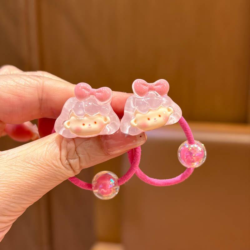 2 Pieces Cute Butterfly Cherry Elastic Hair Bands for Kids Girls Children's Hair Ties Baby Headdress Accessories