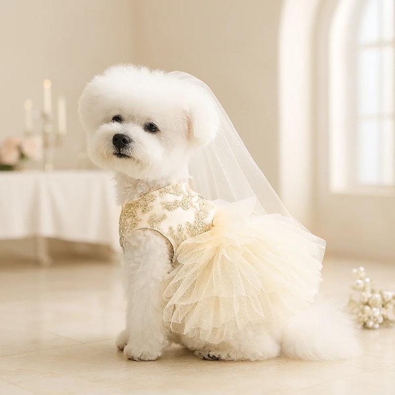 Fancy Dog wedding Dresses with Leash Ring Doggy Cat Tutu Skirt Puppy Kitty Birthday Party supplies pet formal wear pet clothes