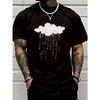 Wolke Regentropfen Grafikdruck Herren Luxus Baumwolle Kurzarm T-Shirt Sommer Unisex Herren- und Damen-Freizeit Locker Trendy