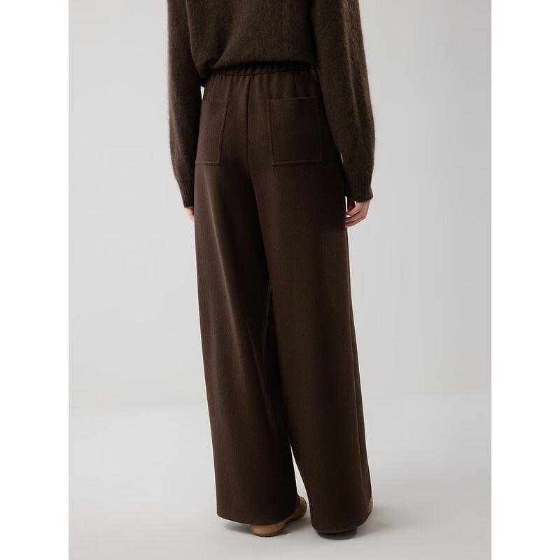 ELLE 2025 Winter French Drape Wide-Leg Trousers with Elastic Waist