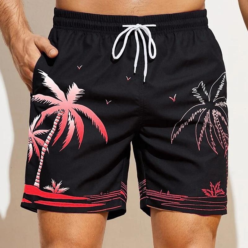 

Men s Coconut Tree Graphic Prints Swim Shorts Board Shorts Swimming Trunks Mid Waist Hawaiian Boho Casual M