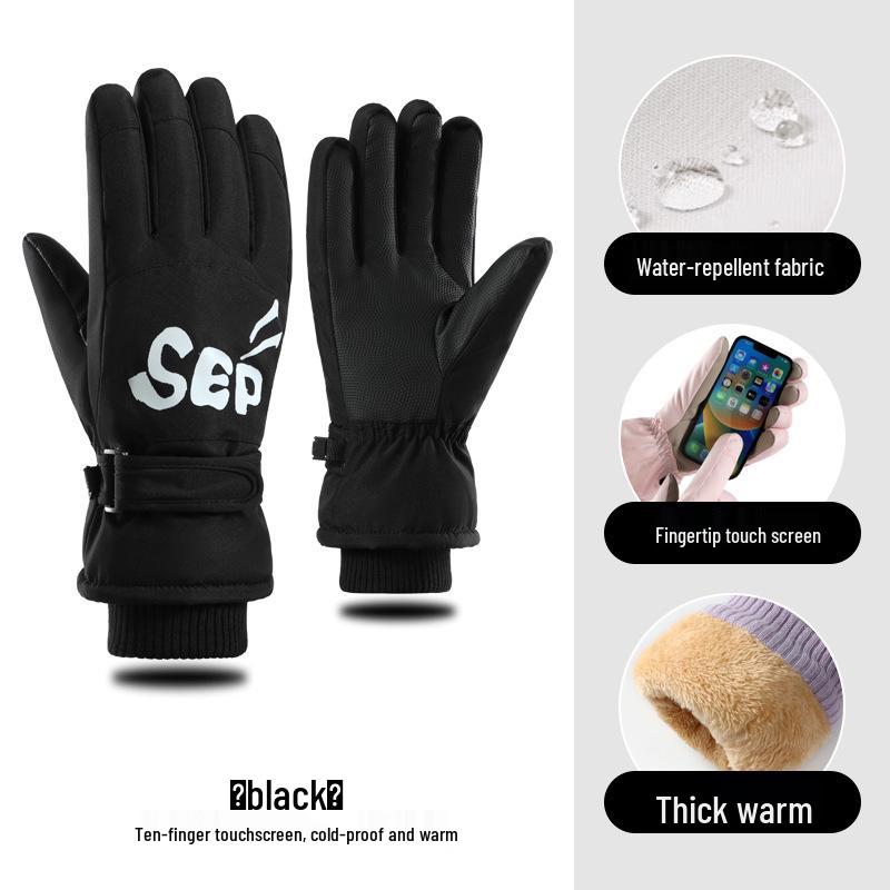 Women's Touchscreen Ski Gloves with Anti-Lost Buckle, Cold-Proof, Fleece-Lined, and Warm for Winter Sports and Cycling
