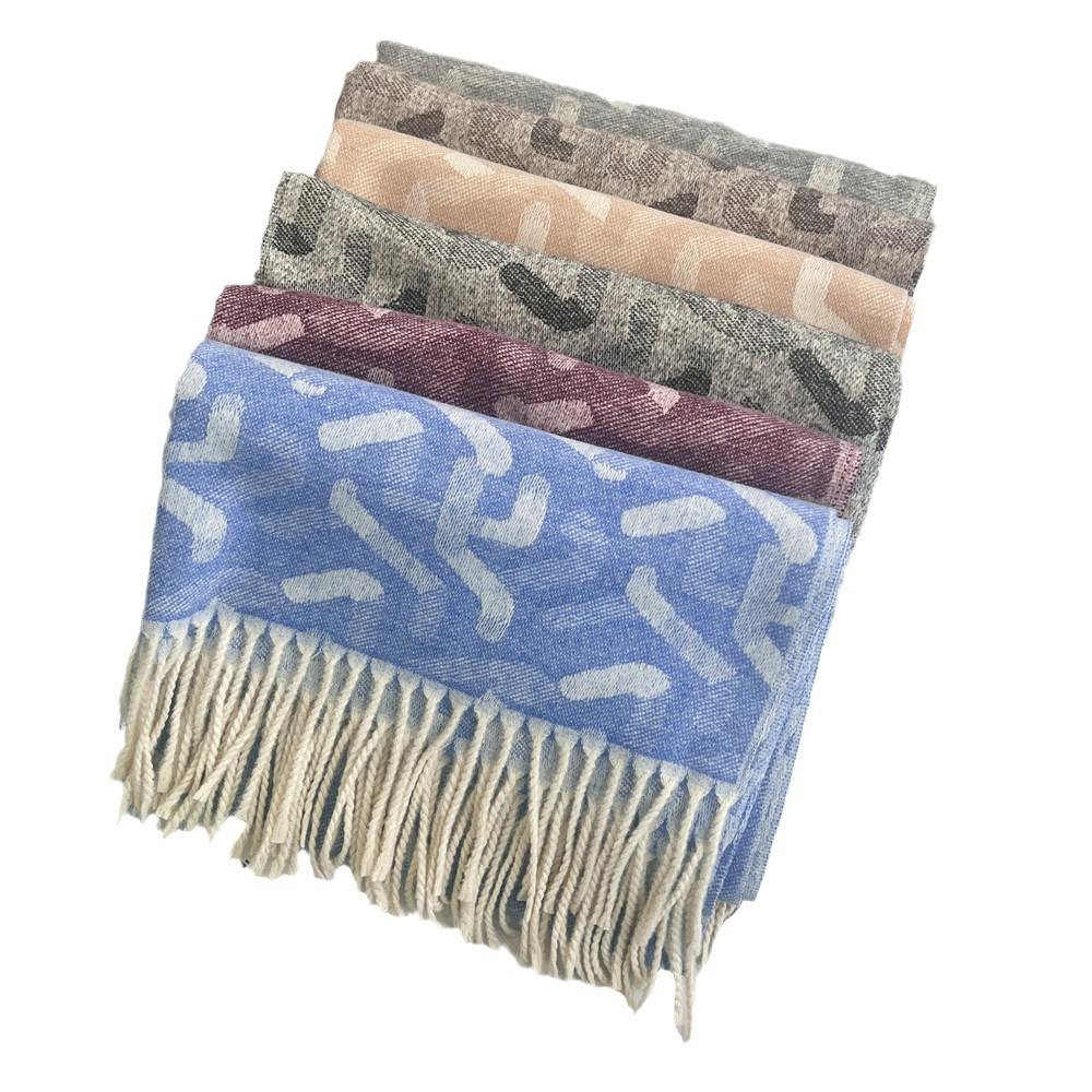 High end Imitation Cashmere Scarf for Women Autumn and Winter Irregular Striped Warm Shawl with Fringed Long Scarf