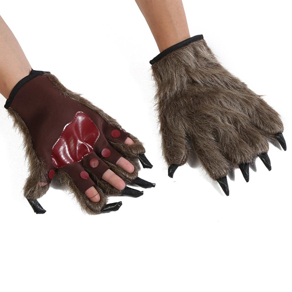 

1 пара реалистичных перчаток волка на Хэллоуин, перчатки гориллы без пальцев, лапы оборотня, варежки, реквизит для фотосъемки