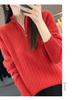 Women's Heavy-Duty Half-Zip Cable Knit Wool Sweater - Warm, Thickened Stand Collar for Autumn & Winter