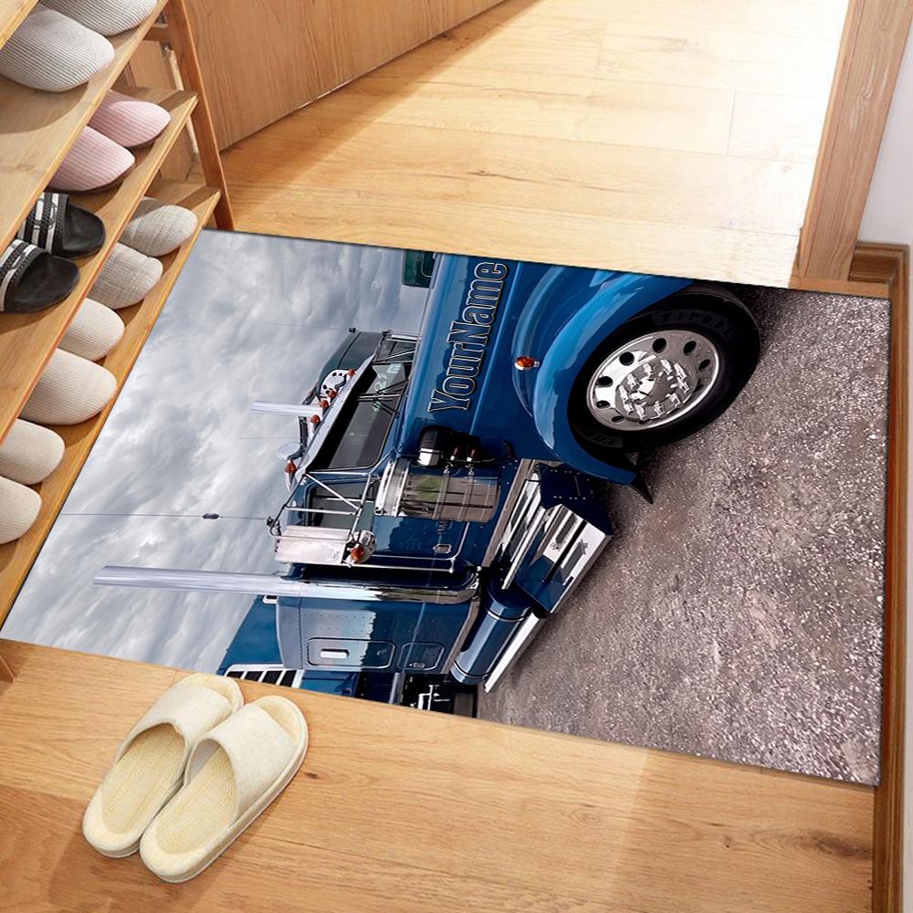 Peterbilt Heavy Trucks Customizable Name Area Rug Design for Foyer Playrooms Study room Decorate room Anti-slip Rug Anime Office Decor