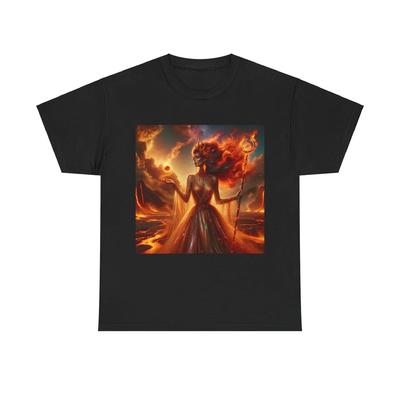 Unisex Erwachsenen T-Shirt Feurige Zauberin Digitale Kunst Flammen