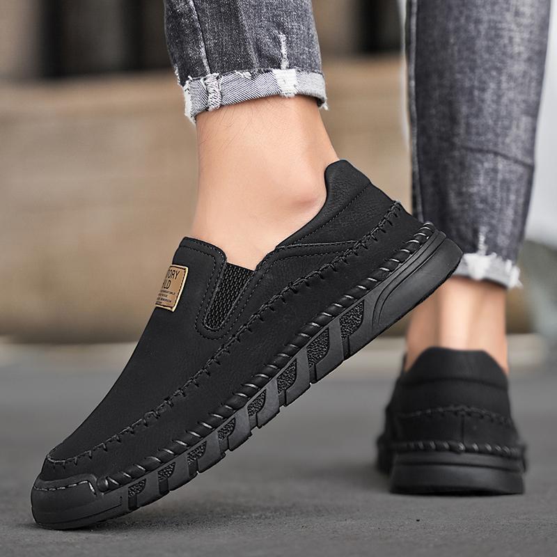 38-46 Men's Handmade Leather Shoes Casual Loafers Slip On Leather Flats Outdoor Walking Shoes