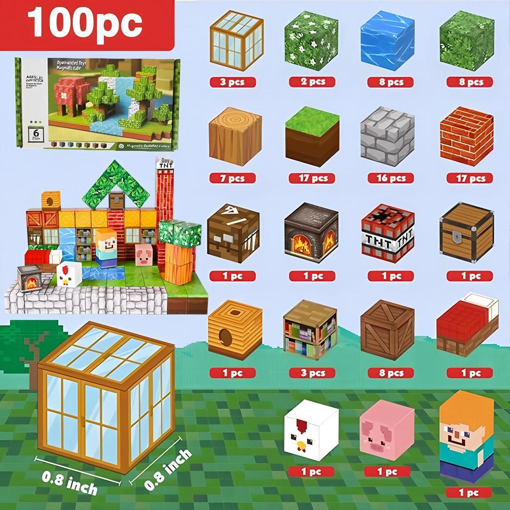 My Magnetic Block World: Primeval Forest Series Educational Building Cubes for Children
