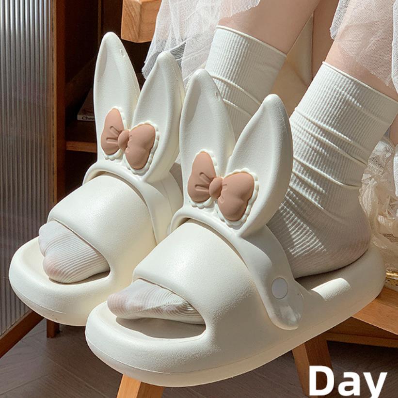 Fashion New 2024 Summer Platform Shoes Woman Cute Butterfly Rabbit Ear Slippers Girls Home Bathroom Slides Anti-slip Street Sandals