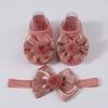 Baby Girl Princess Socks With Headband, Plush Bowknot Children's Socks Solid Color Kids Socks