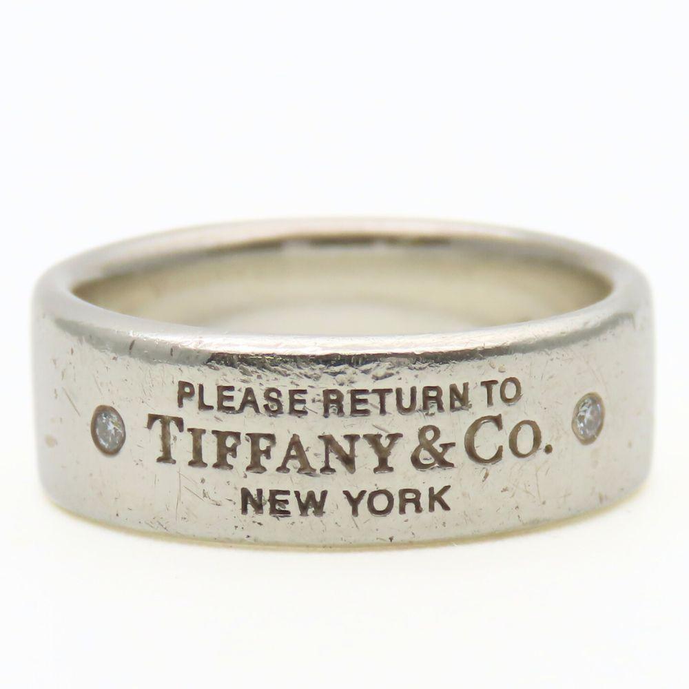 Used TIFFANY&Co. Ring Return To Narrow EU#48 Silver925/diamond 4.7g Silver 2PD