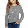 Girls' Long Sleeve Tee - Pleated Round Neck Casual Top