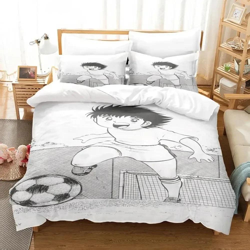 Anime Captain Tsubasa Bed Ensemble Boys Girls Single Size Queen Size Size Bed Cover Pillowcase Bed Kids Adult Fashion Home Use Textileextile