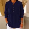 2025 Women's Loose V-Neck Corduroy Long Sleeve Top - Autumn/Winter Solid Color Casual Style