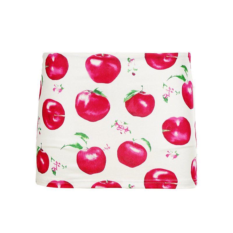 

Ins Summer Sweet Girl Apple Print Playful Low-Waist Short Skirt Fresh and Slimming Versatile Age-Reducing Casual Skirt Red S